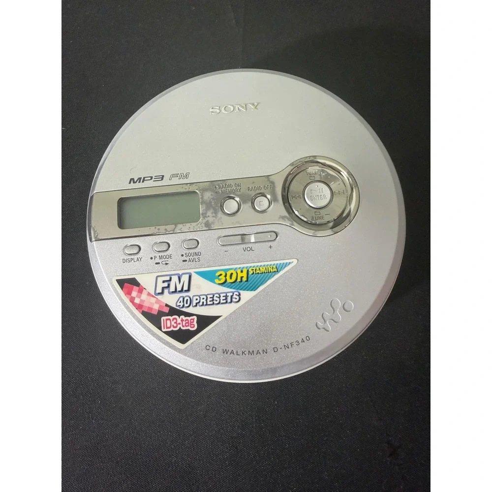 Sony CD Walkman‎ D-NF340 MP3 FM Radio Silver Tested Working G-Protection